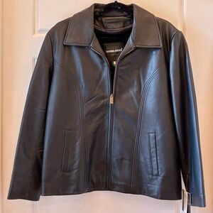 Tanners Avenue lambs leather Italy, size 2 XL black zipper up jacket new /tags